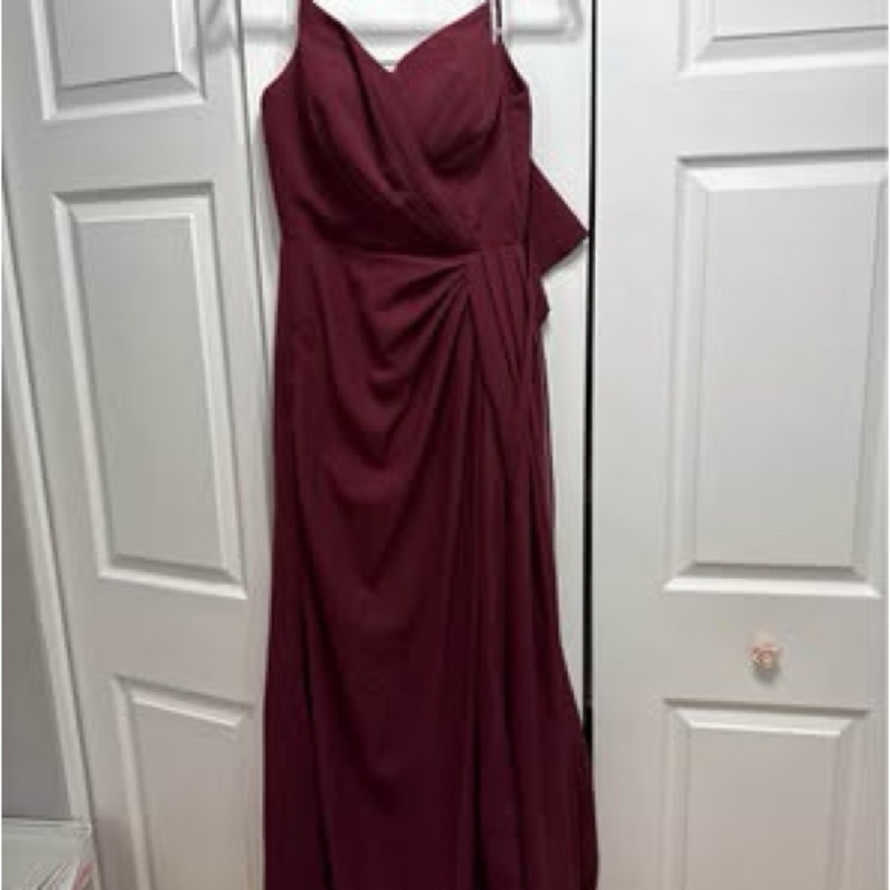 Women's Burgundy Draped Evening Gown